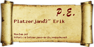 Platzerjanó Erik névjegykártya